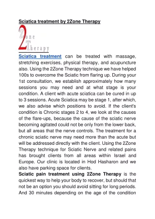Sciatica treatment by 2Zone Therapy
