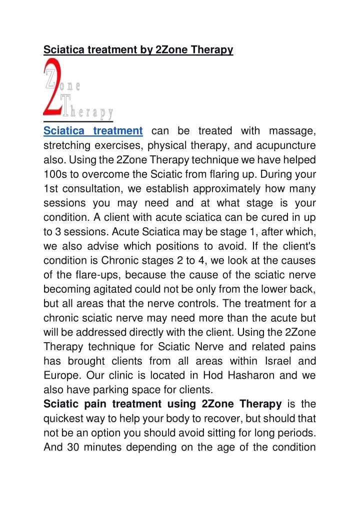 sciatica treatment by 2zone therapy