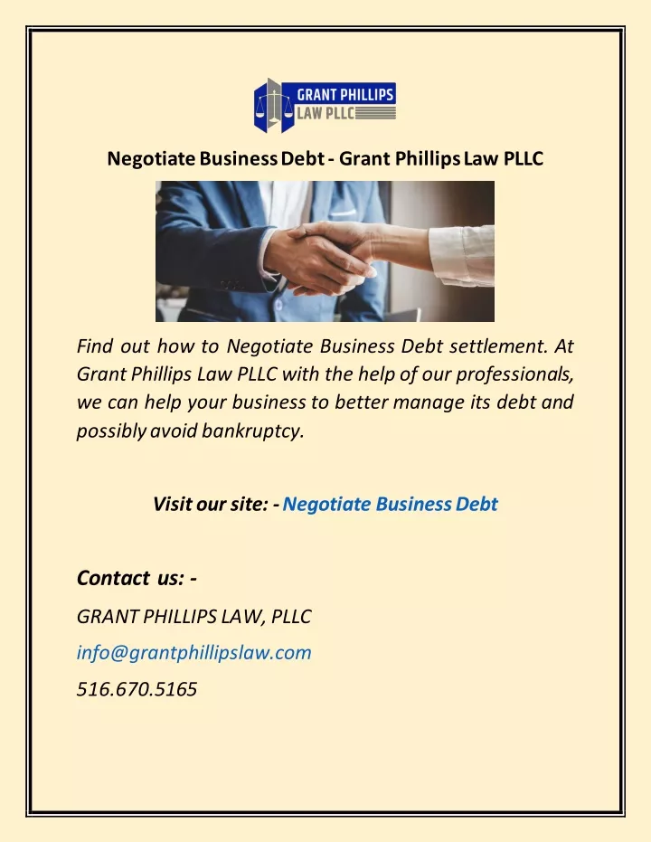 negotiate business debt grant phillips law pllc