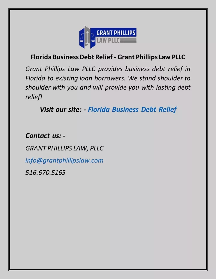 florida business debt relief grant phillips