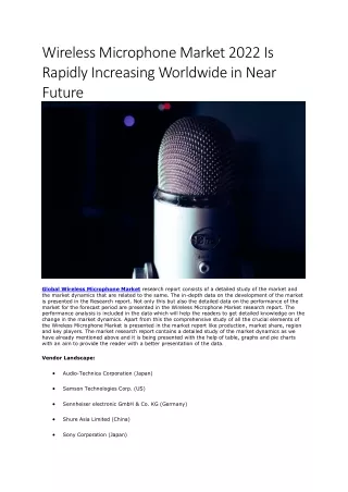 wireless microphone market 2022 is rapidly