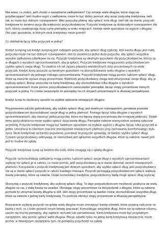 Szczegółowe uwagi w temacie skok pożyczka dla zadłużonych