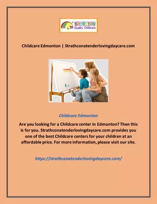 Childcare Edmonton | Strathconatenderlovingdaycare.com