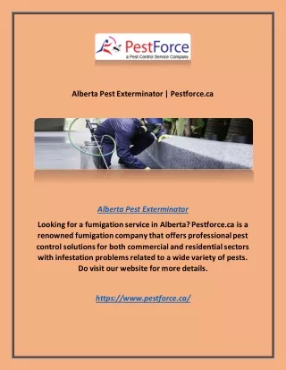 Alberta Pest Exterminator | Pestforce.ca