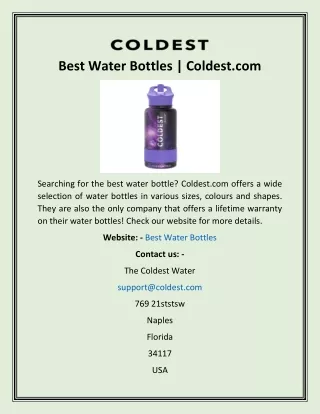 best water bottles coldest com