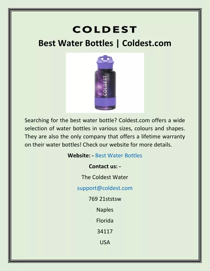 best water bottles coldest com