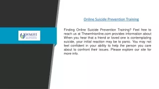 Online Suicide Prevention Training | Thewmhionline.com