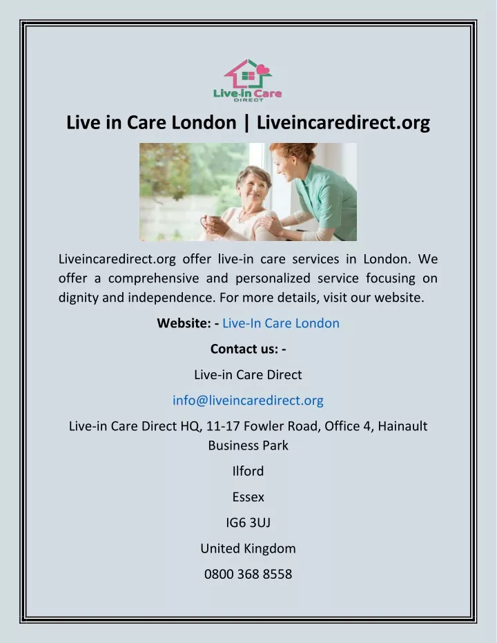 live in care london liveincaredirect org
