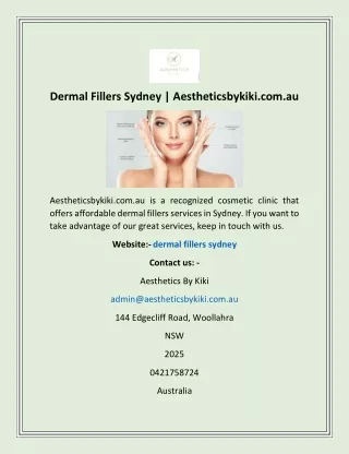 Dermal Fillers Sydney | Aestheticsbykiki.com.au