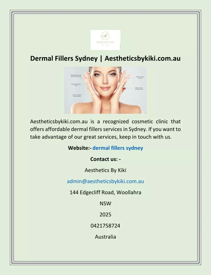 dermal fillers sydney aestheticsbykiki com au