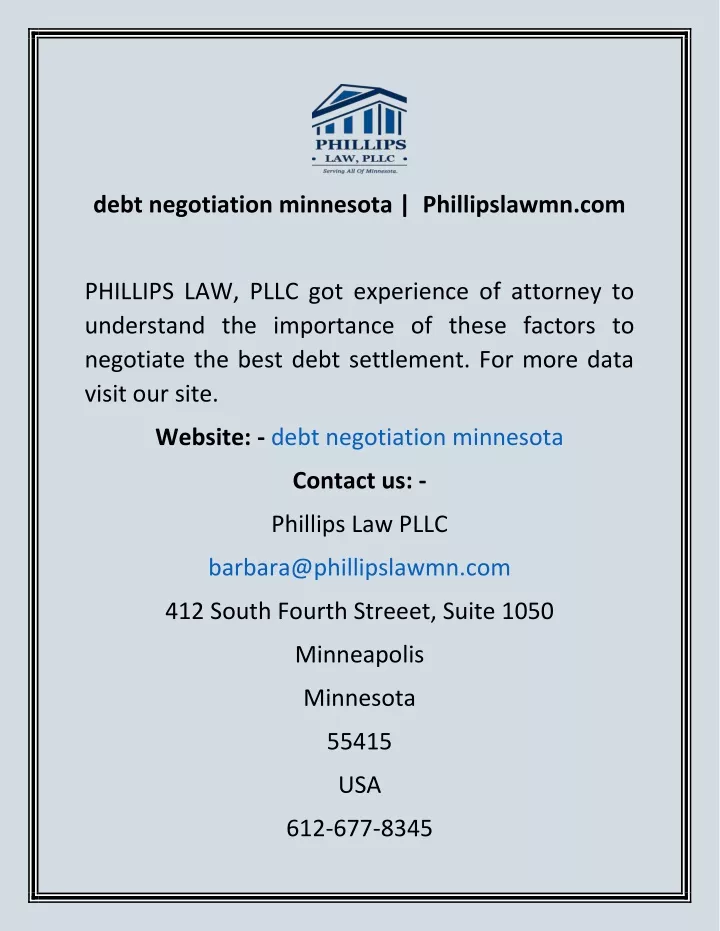 debt negotiation minnesota phillipslawmn com