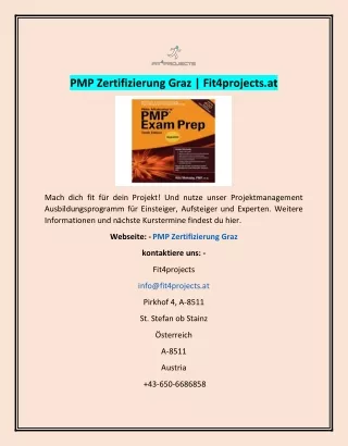 PMP Zertifizierung Graz | Fit4projects.at