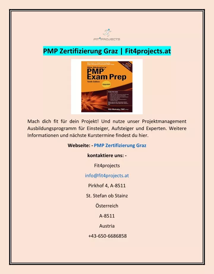 pmp zertifizierung graz fit4projects at