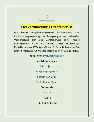 pmi zertifizierung fit4projects at