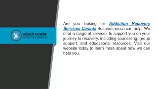 Addiction Recovery Services Canada Susanulmer.ca