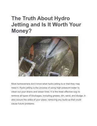 The Truth About Hydro Jetting and Is It Worth Your Money_