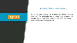 Ventajas de la Energía Geotérmica | Tf3.es