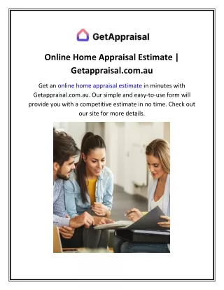 online home appraisal estimate getappraisal com au