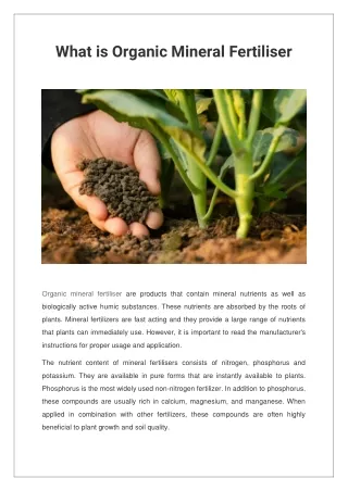 what is organic mineral fertiliser