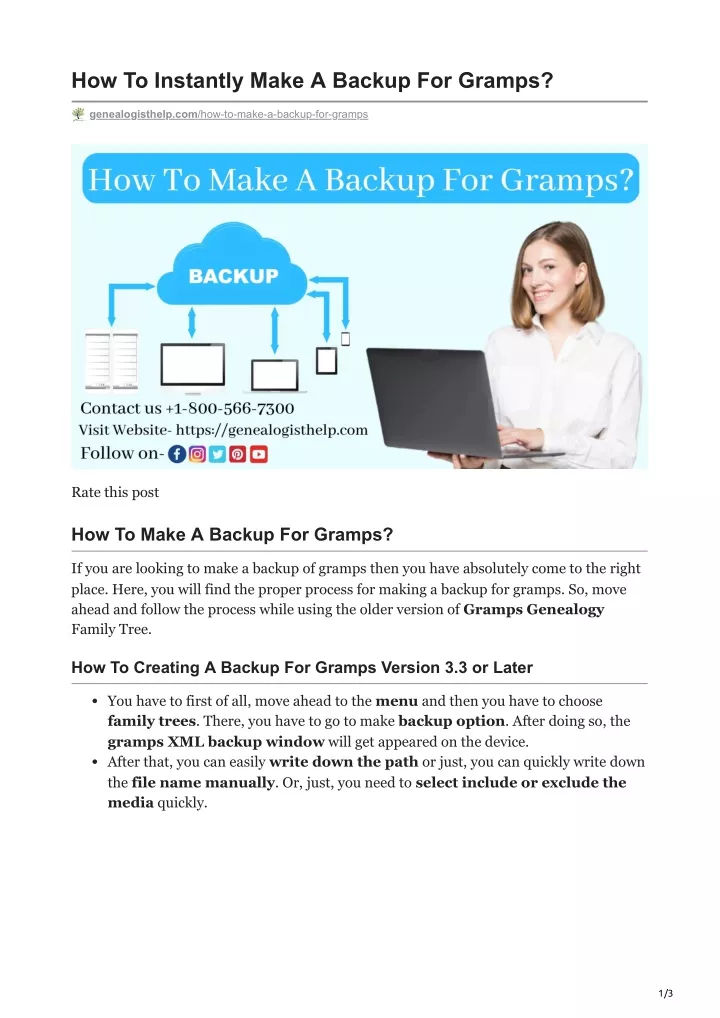 how to instantly make a backup for gramps