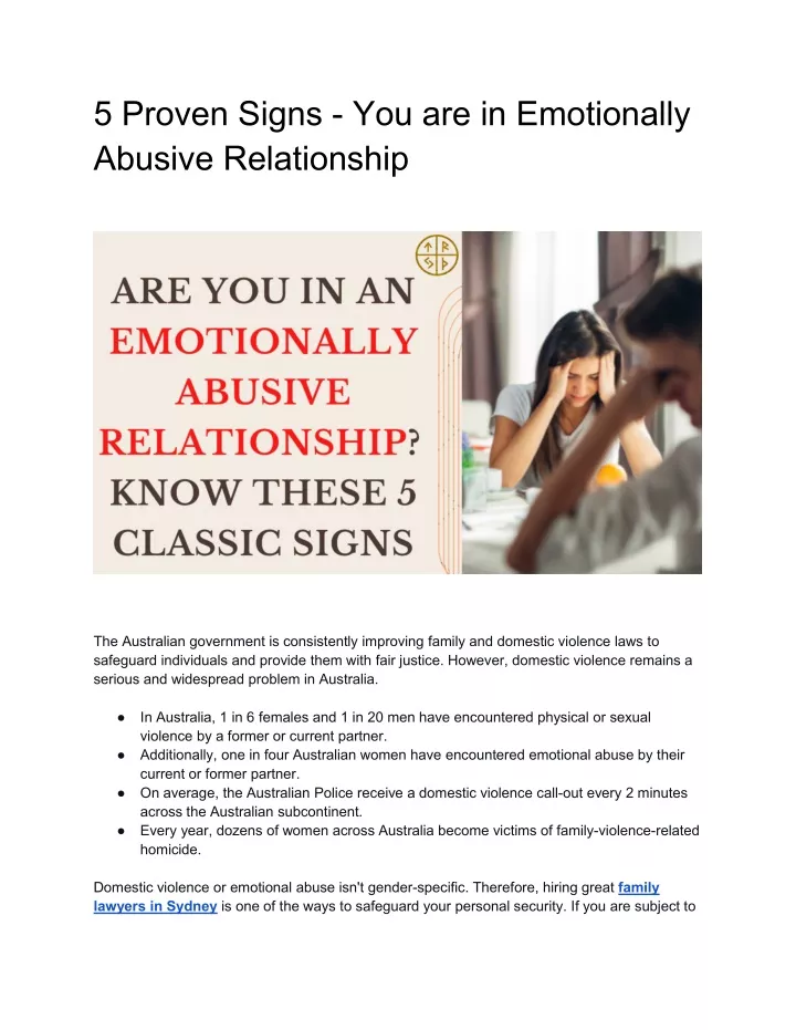 5 proven signs you are in emotionally abusive