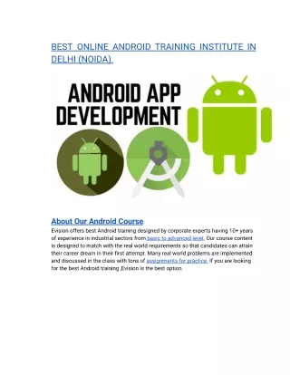 BEST ONLINE ANDROID TRAINING INSTITUTE IN DELHI (NOIDA).