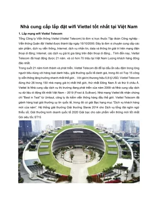 Nhà cung cấp lắp đặt wifi Viettel tốt nhất tại Việt Nam