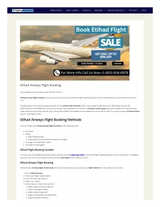 Etihad Airways Flight Booking