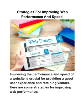 strategies for improving web performance and speed