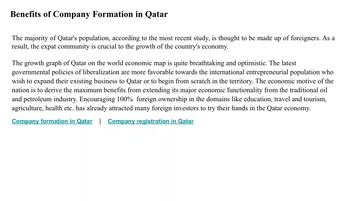 benefits of company formation in qatar