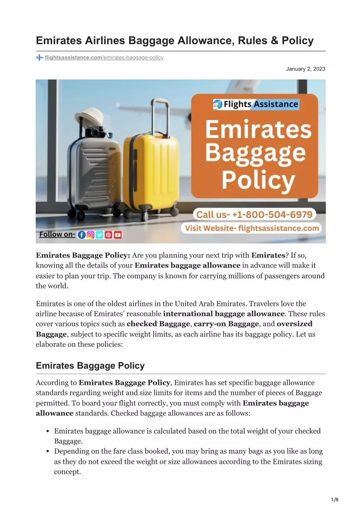 emirates airlines baggage allowance rules policy