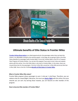 ultimate benefits of elite status in frontier