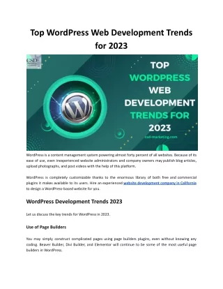 Top WordPress Web Development Trends for 2023