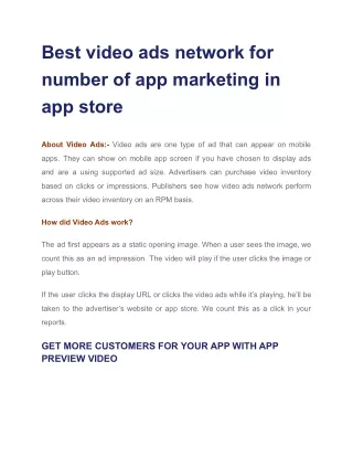 Best video ads network for number of app marketing in app store