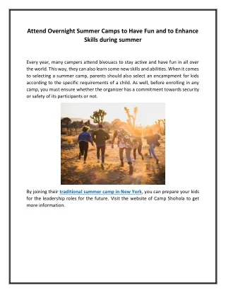 attend overnight summer camps to have