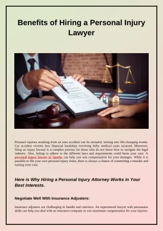 Benefits of Hiring a Personal Injury Lawyer