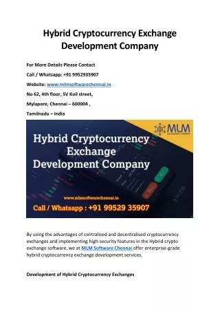 hybrid cryptocurrency exchange development company