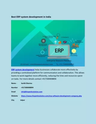 Best ERP system development in India