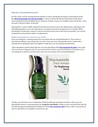 What are the Niacinamide Serum Benefits for face and dry skin