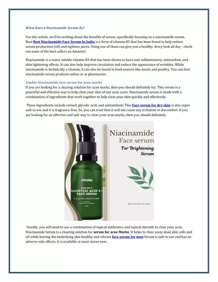 what does a niacinamide serum do