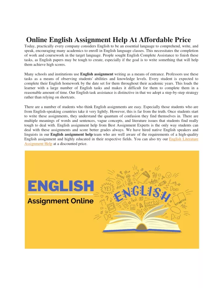 online english assignment help at affordable