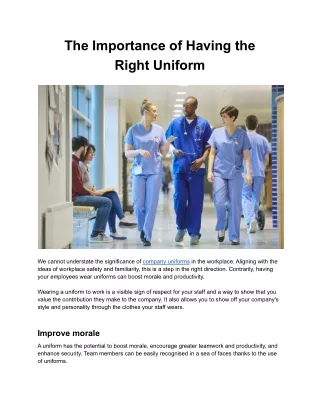 The Importance of Having the Right Uniform