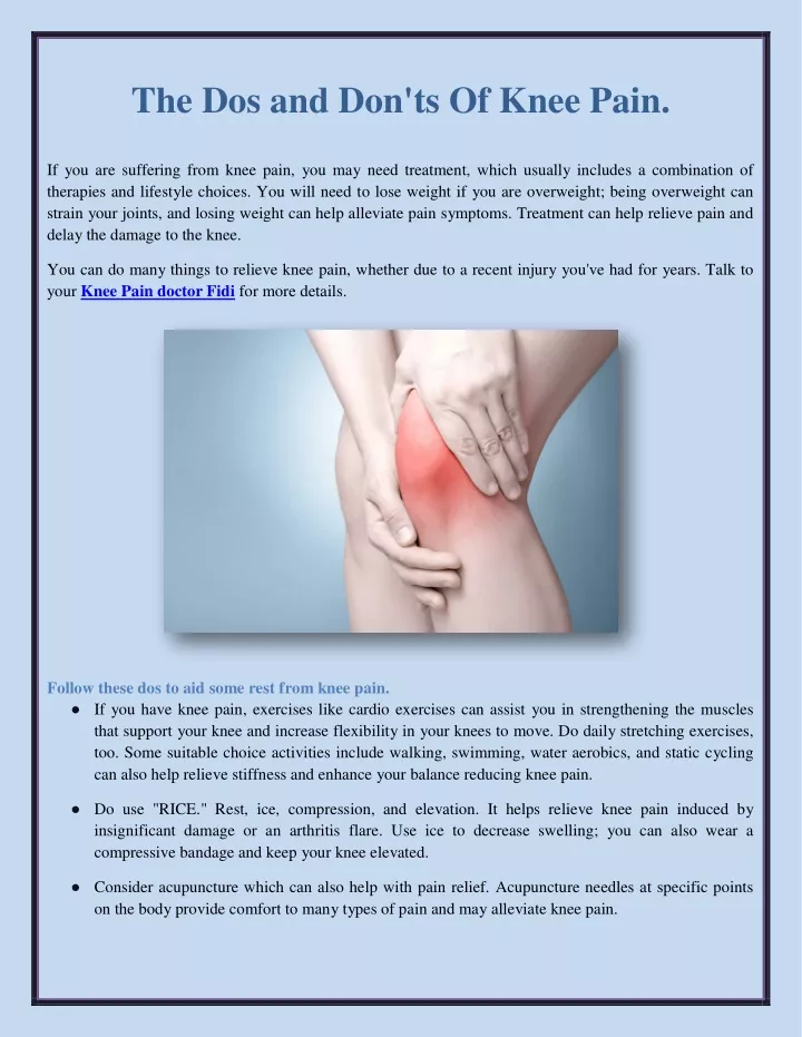 the dos and don ts of knee pain