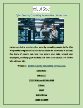cyber security consulting services usa lufsec com
