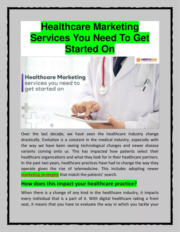 healthcare marketing services you need