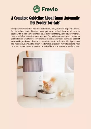 Buy Smart Automatic Pet Feeder For Cats Online | Frevio