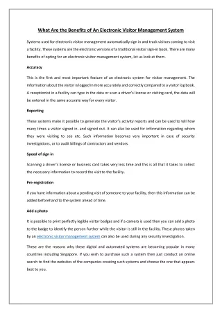What Are the Benefits of An Electronic Visitor Management System