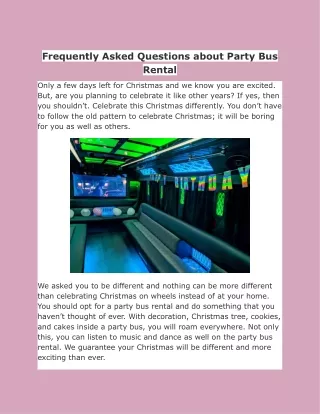 Frequently Asked Questions about Party Bus Rental