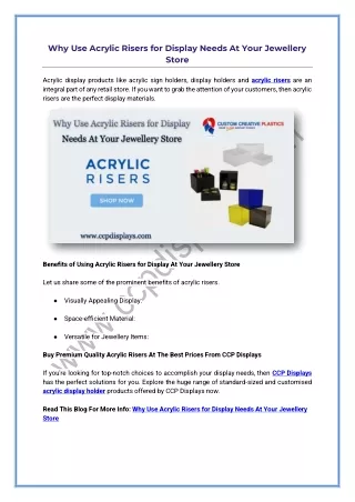 why use acrylic risers for display needs at your