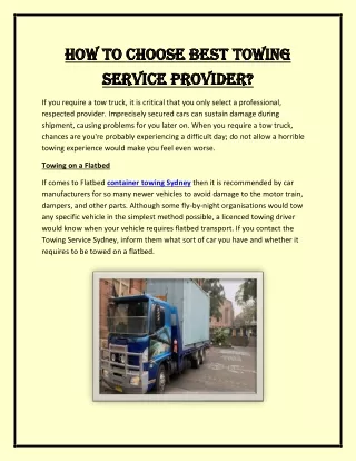 How to Choose Best Towing Service Provider